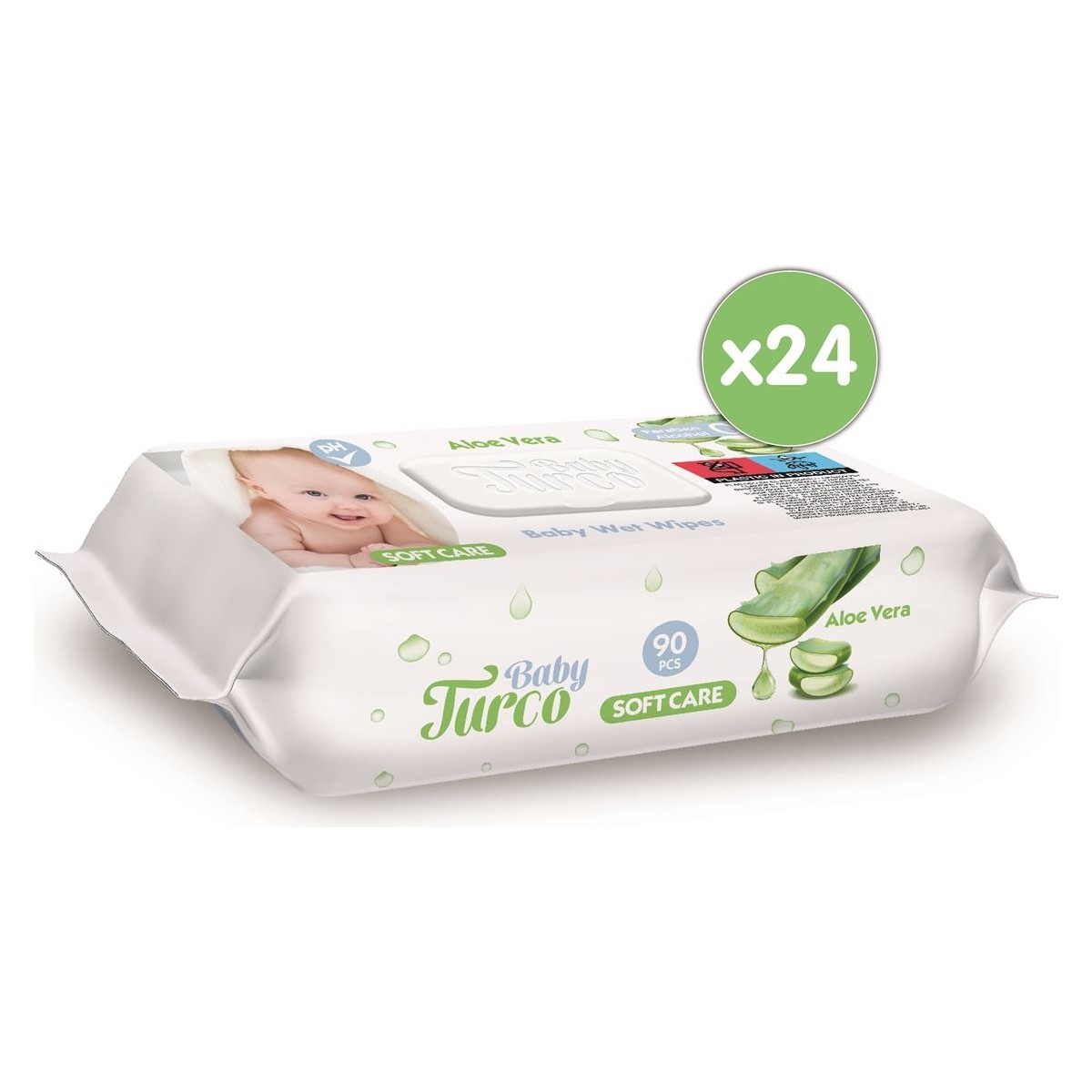 Baby Turco Softcare Aloe Vera Islak Bebek Havlusu 24 ADET (24 x 90 = 2160 Yaprak)