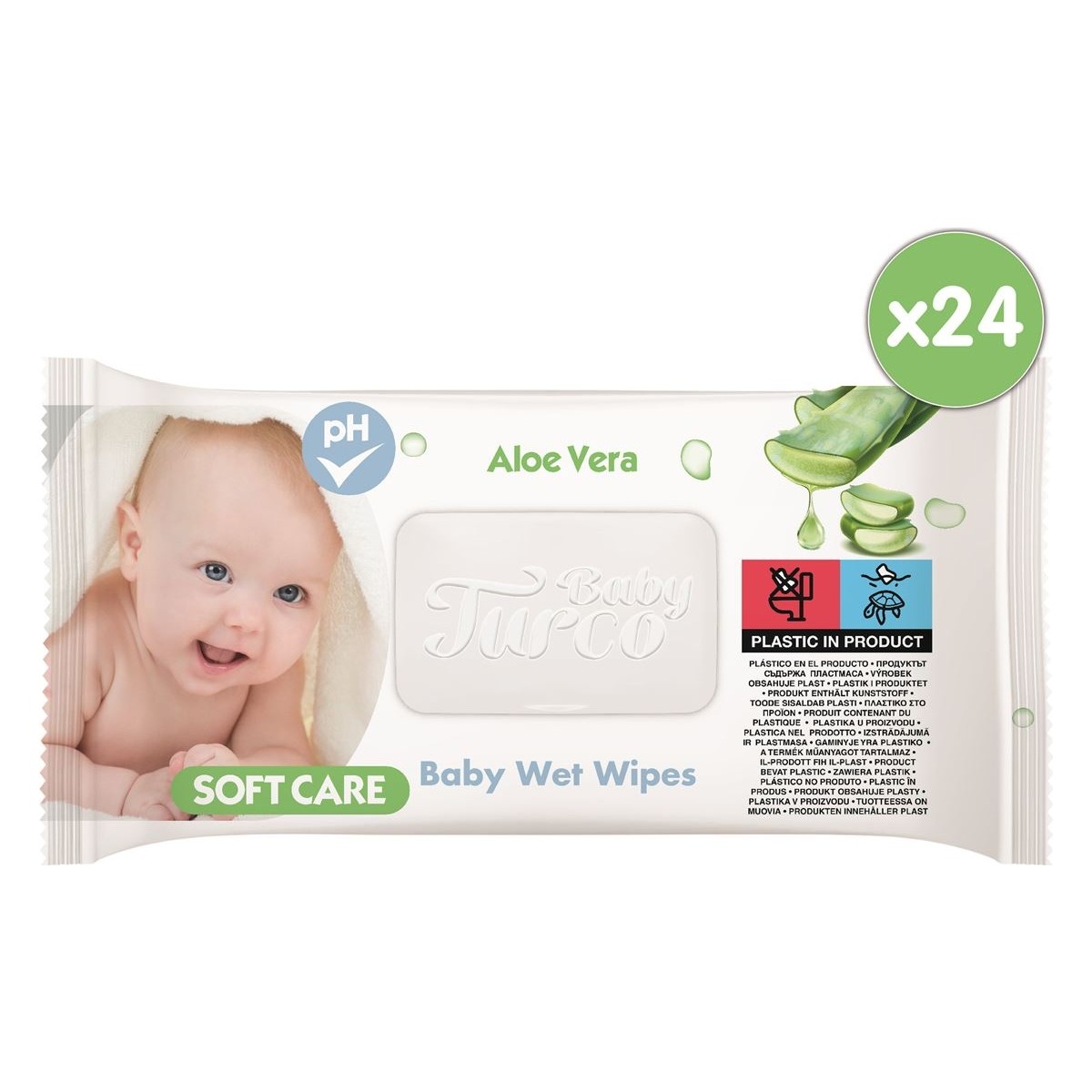 Baby Turco Softcare Aloe Vera Islak Bebek Havlusu 24 ADET (24 x 90 = 2160 Yaprak)