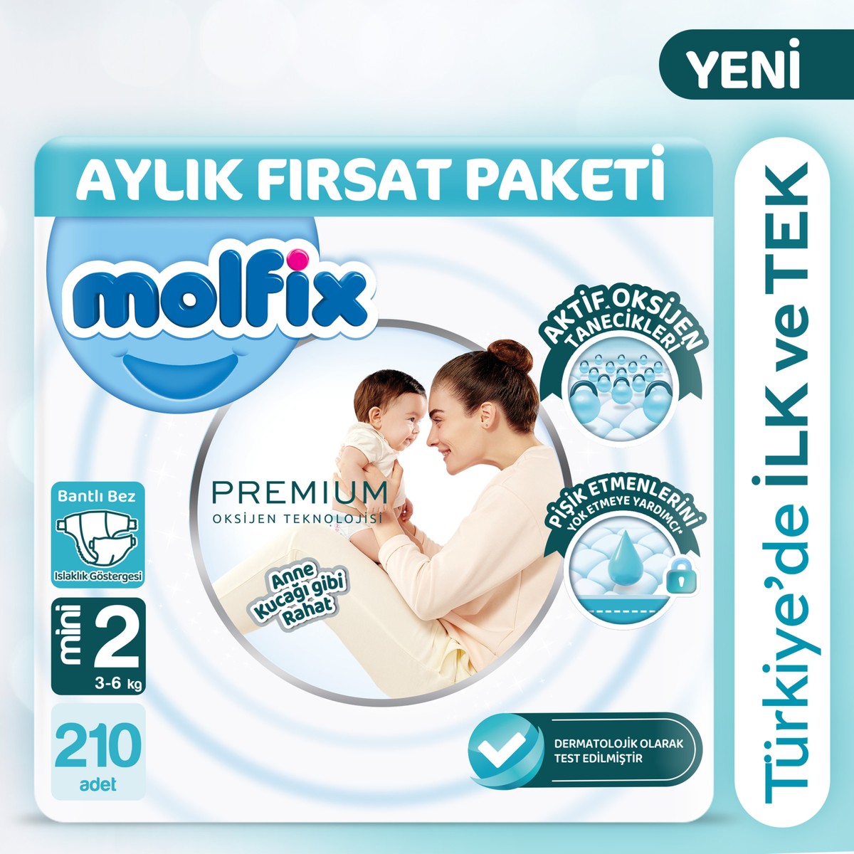 Molfix Premium Aylık Fırsat Paketi 2 Beden 210 Adet