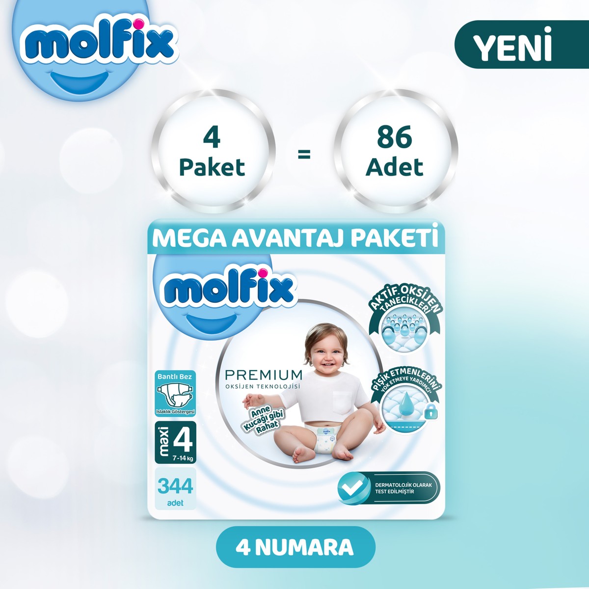 Molfix Premium Mega Avantaj Paketi 4 Beden 344 Aadet