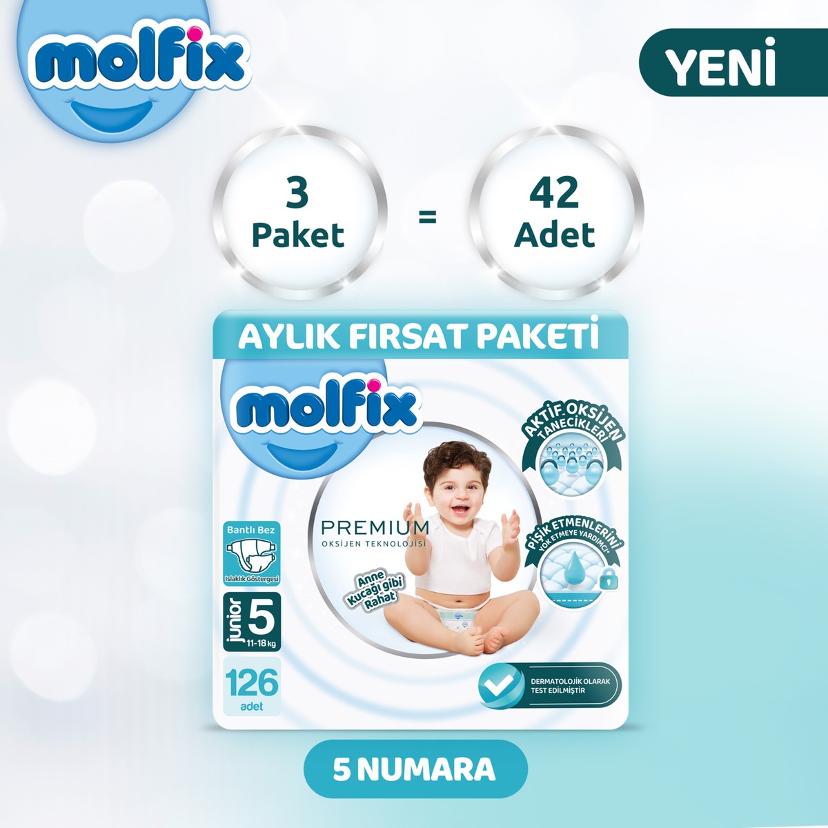 Molfix Premium Aylık Fırsat Paketi 5 Beden 126 Adet