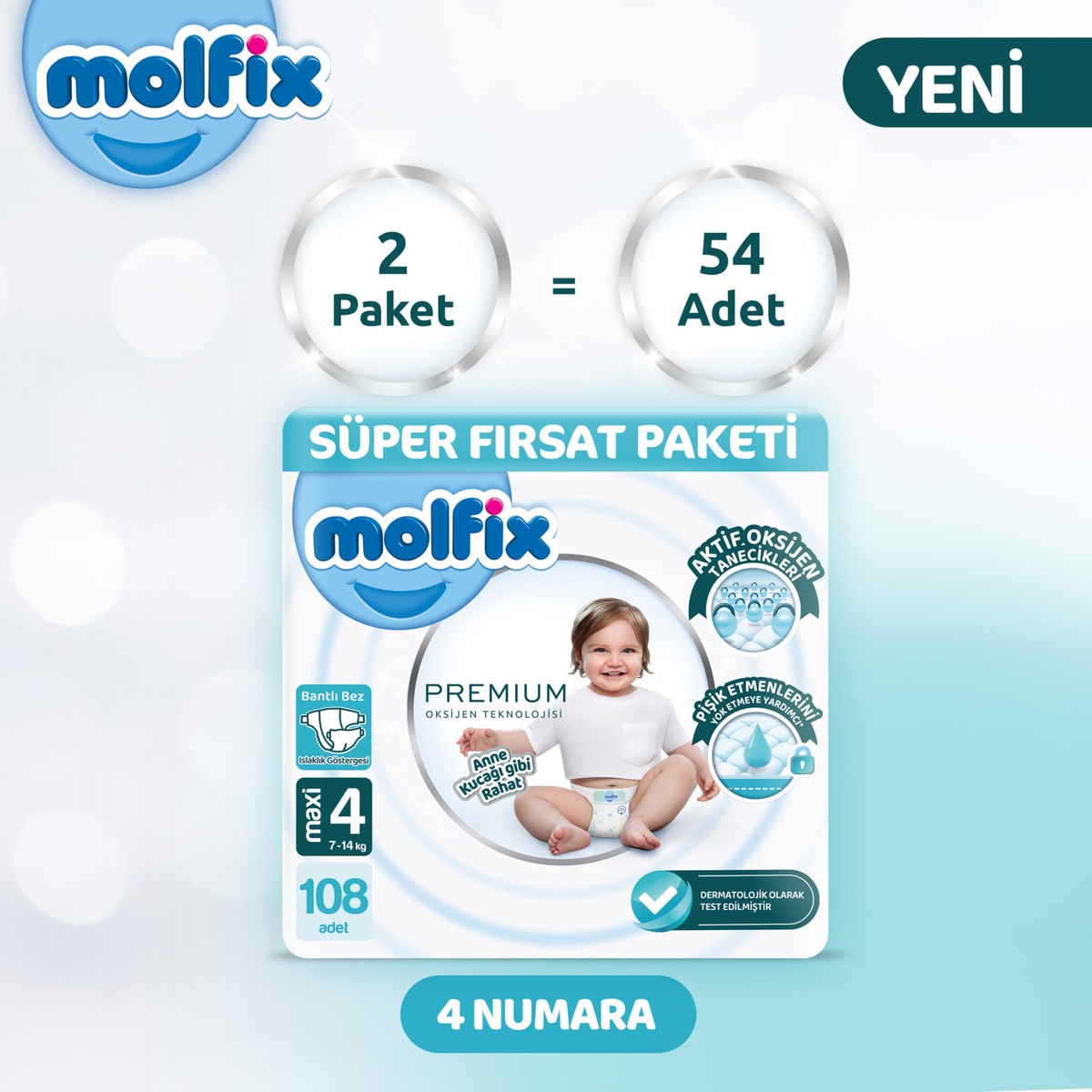 Molfix Premium Süper Fırsat Paketi 4 Beden 108 Adet