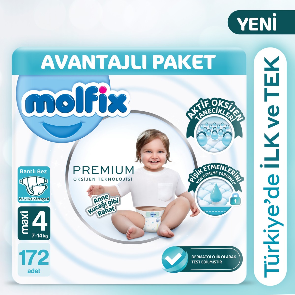 Molfix Premium Avantajlı Paket 4 Beden 172 Adet