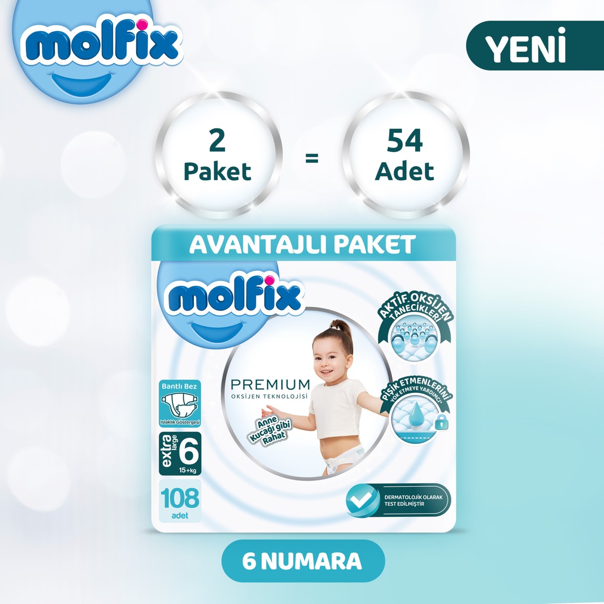 Molfix Premium Avantajlı Paket 6 Beden 108 Adet