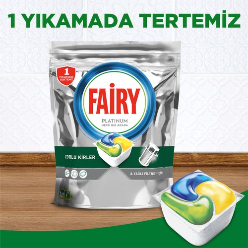 Fairy Platinum Bulaşık Makinesi Deterjanı Tableti / Kapsülü Limon Kokulu 180 Yıkama (90x2)