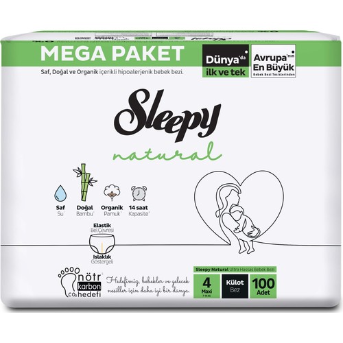 Sleepy Natural Külot Bez 4 Numara Maxi Mega Fırsat Paketi 100 Adet
