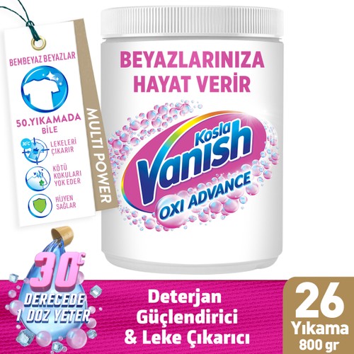 Vanish Multipower Leke Çıkartıcı  Deterjan Güçlendirici Toz 2 x 800 gr Renkliler  Beyazlar Için