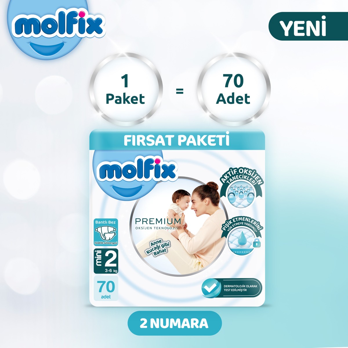 Molfix Premium Fırsat Paketi 2 Beden 70 Adet