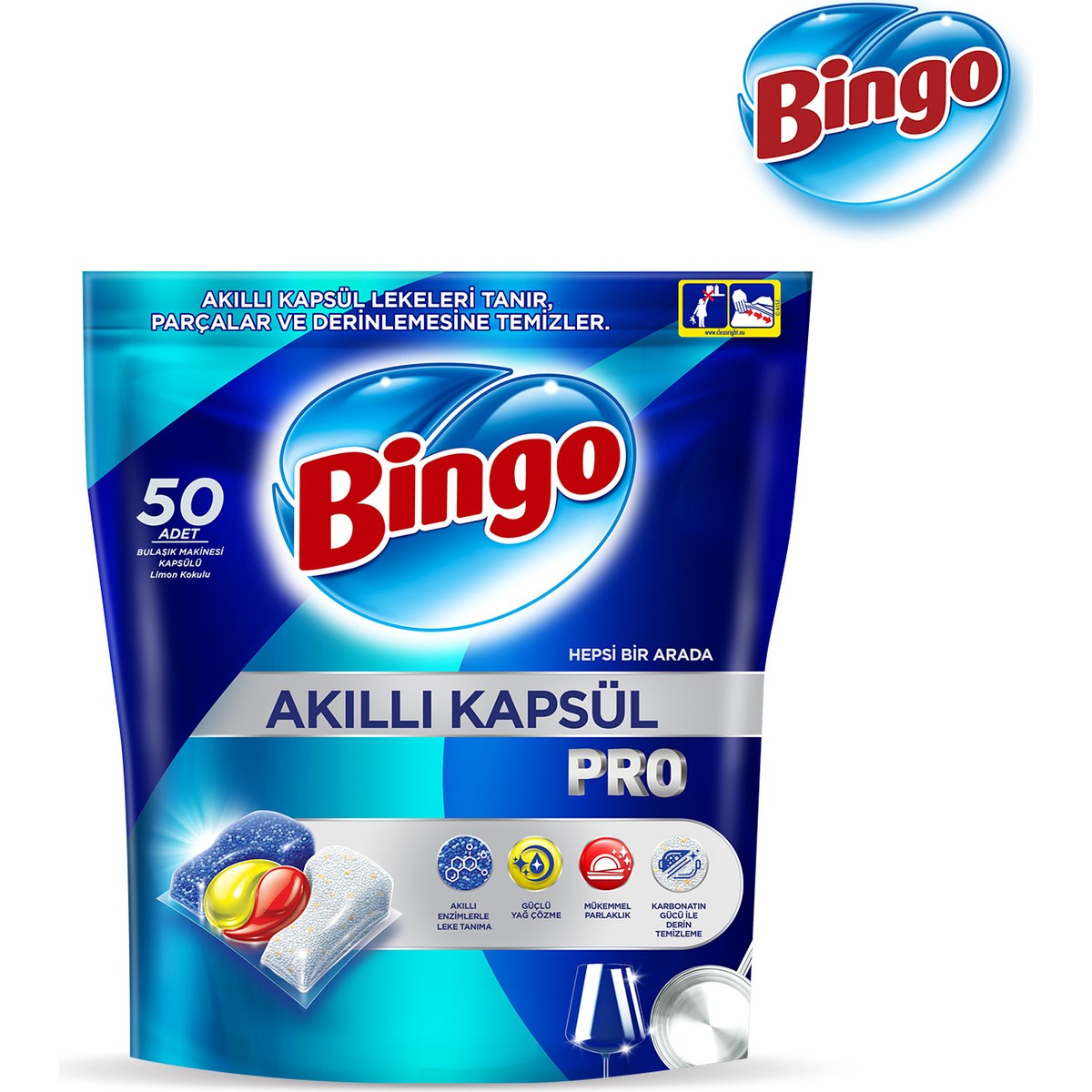 Bingo Akıllı Kapsül Pro Bulaşık Makinesi Deterjanı Tableti 50’li