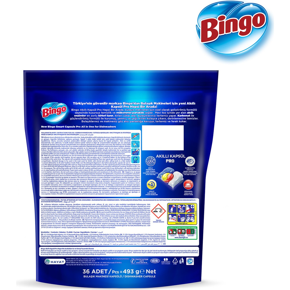 Bingo Akıllı Kapsül Pro Bulaşık Makinesi Deterjanı Tableti 50’li