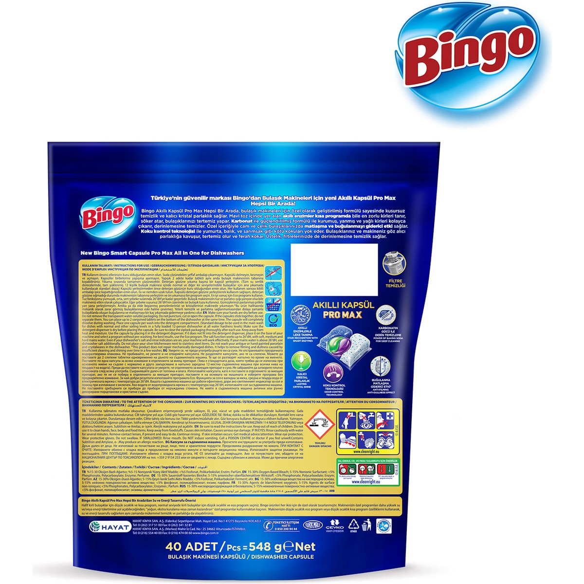 Bingo Akıllı Kapsül Pro Max Bulaşık Makinesi Deterjanı Tableti 40’lı