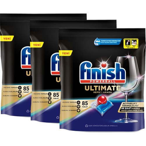 Finish Ultimate 255 Kapsül Bulaşık Makinesi Deterjanı Tableti (85X3)