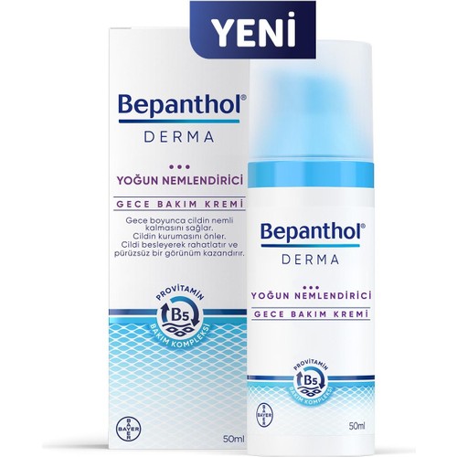 Bepanthol Derma Yoğun Nemlendirici Gece Bakım Kremi 50ML l Provitamin B5 Bakım Kompleksi