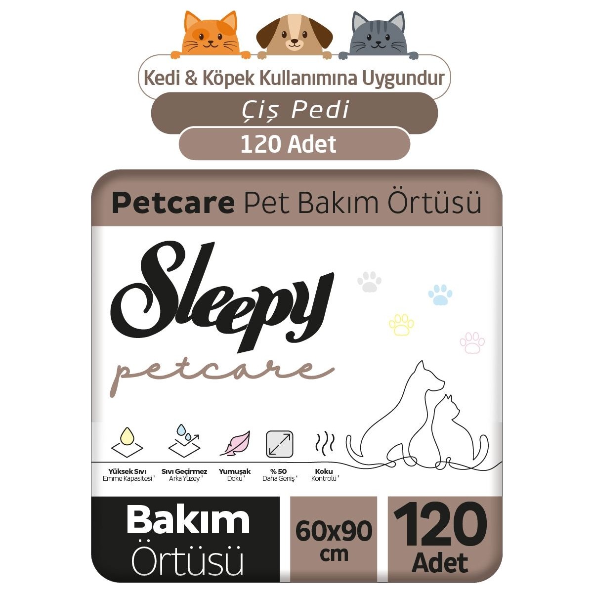 Sleepy Petcare Pet Bakım Örtüsü 60X90 cm 4X30 (120 Adet)