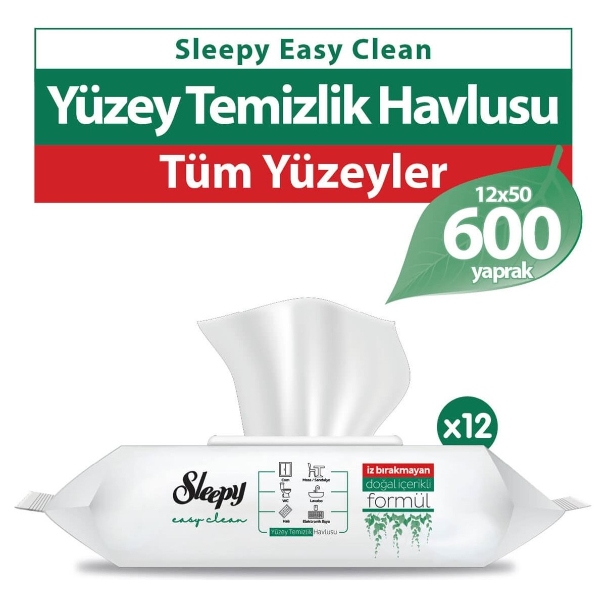 Sleepy Easy Clean Yüzey Temizlik Havlusu 12X50 (600 Yaprak)