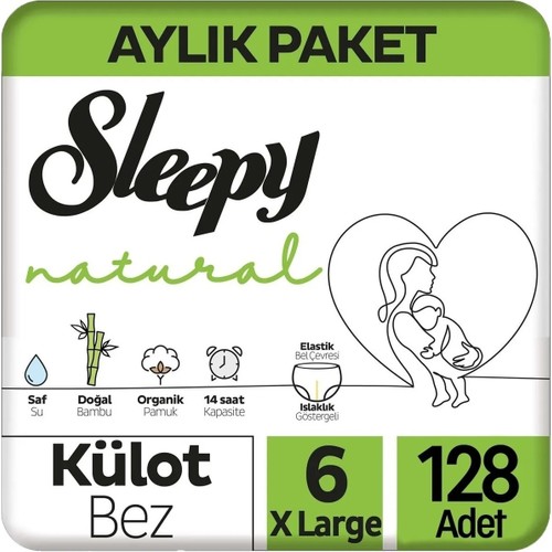 Sleepy Natural Külot Bebek Bezi 6 Beden Xlarge 128 Adet