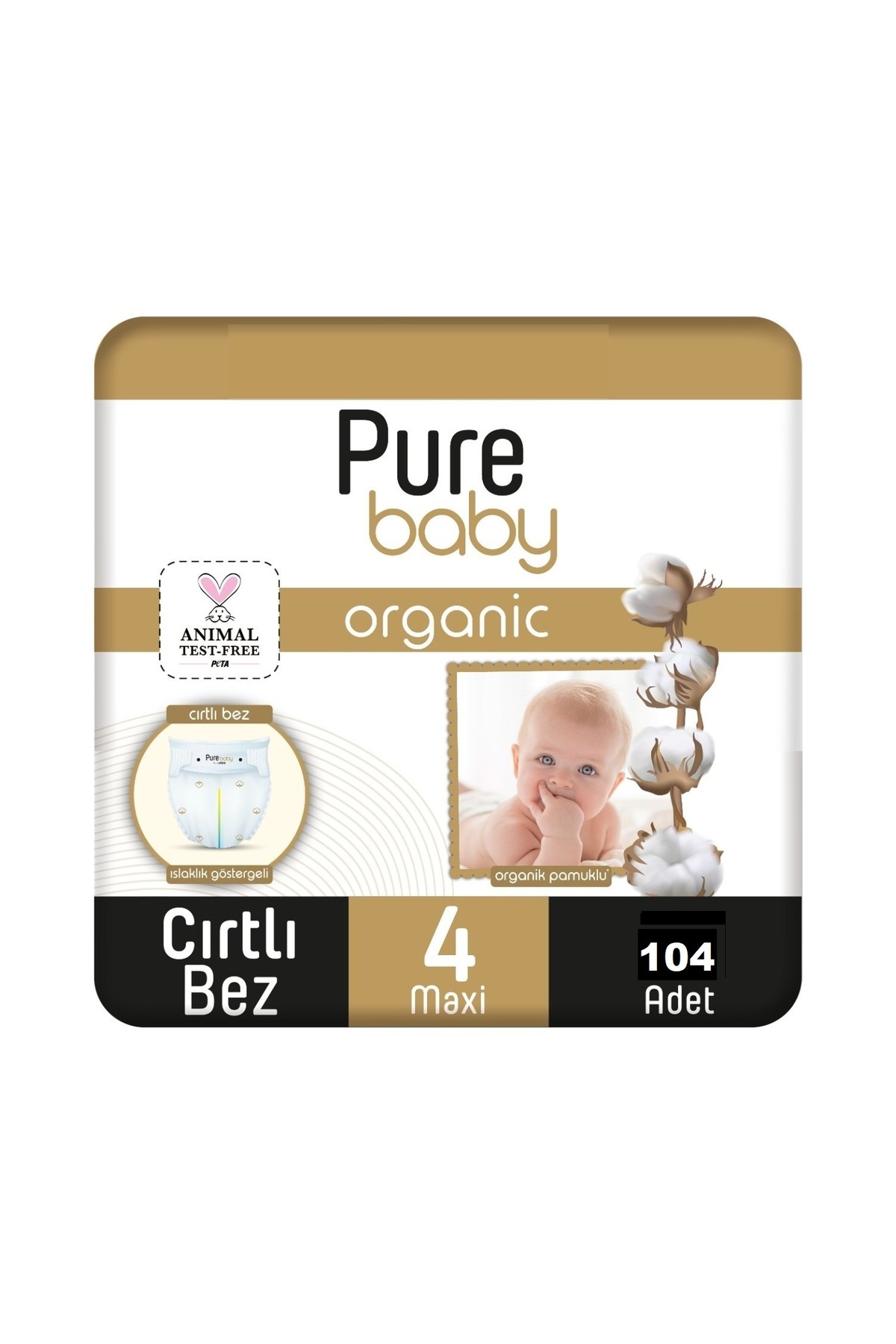 Pure Baby Organic Bebek Bezi 4 Numara Maxi 7-16 Kg 104 Adet