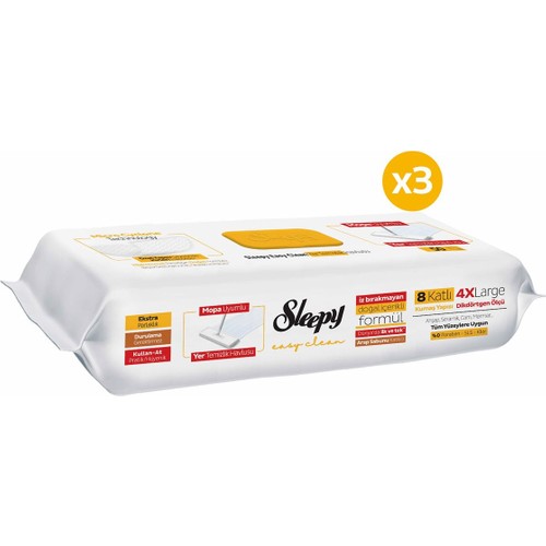 Sleepy Easy Clean Arap Sabunu Katkılı Mopa Uyumlu Yer Temizlik Havlusu 3X50 (150 Yaprak)