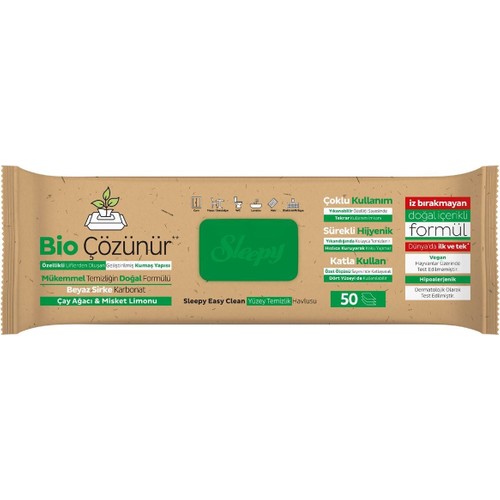 Sleepy Easy Clean Bio Çözünür Çay Ağacı ve Misket Limonu Yüzey Temizlik Havlusu 6X50 (300 Yaprak)