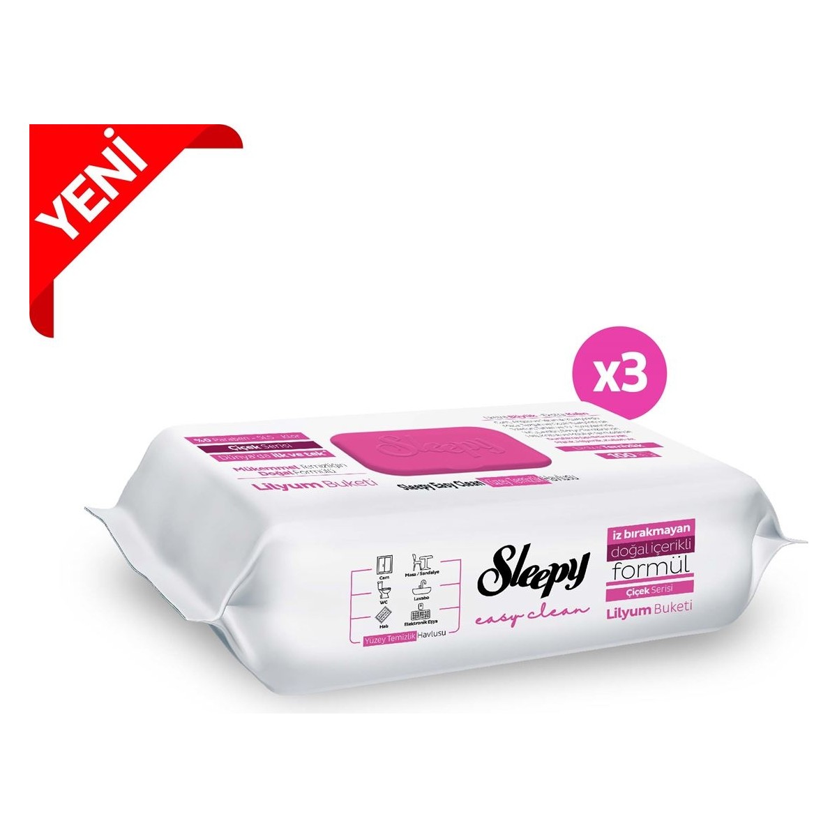 Sleepy Easy Clean Lilyum Buketi Yüzey Temizlik Havlusu 3x100 (300 Yaprak)