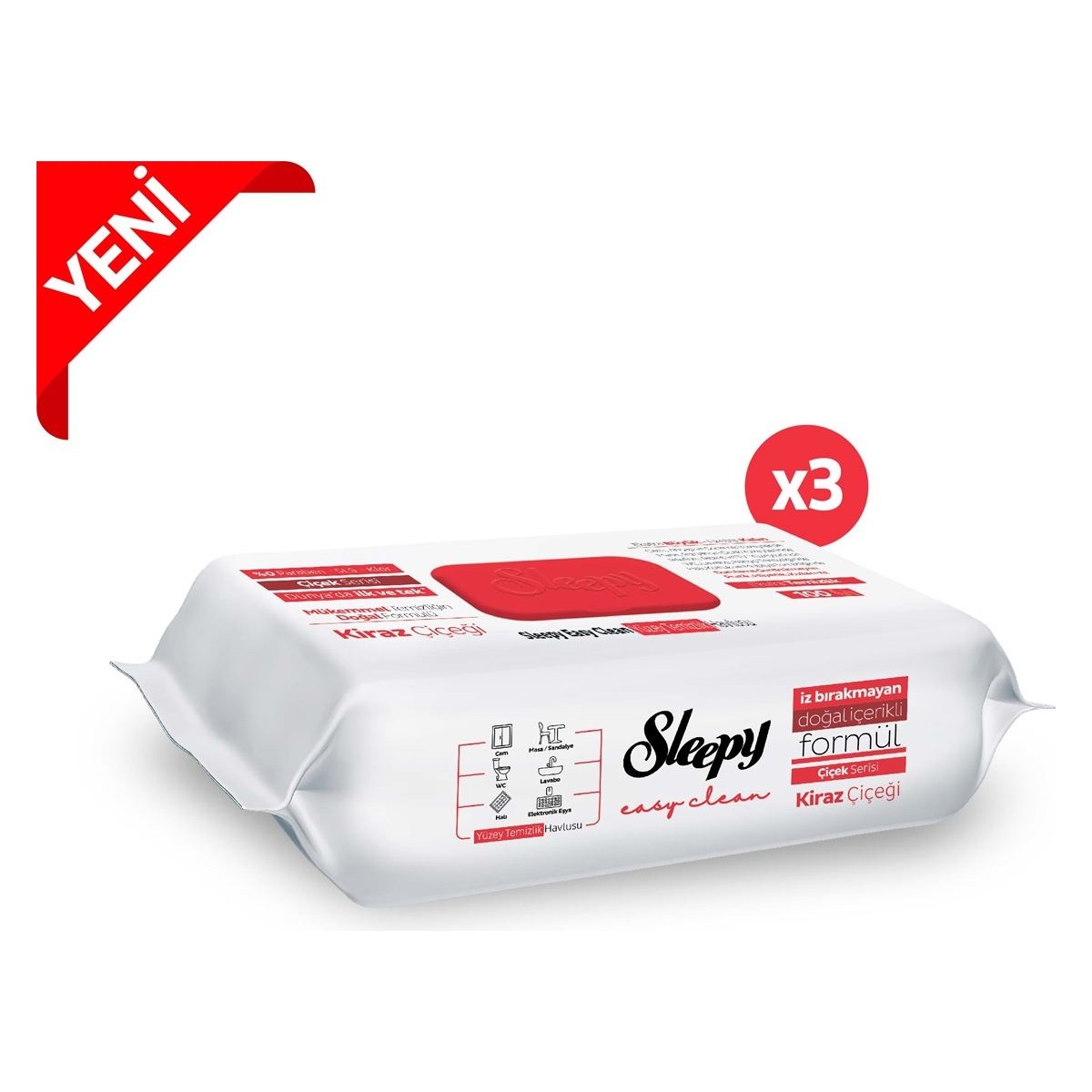 Sleepy Easy Clean Kiraz Çiçeği Yüzey Temizlik Havlusu 3x100 (300 Yaprak)