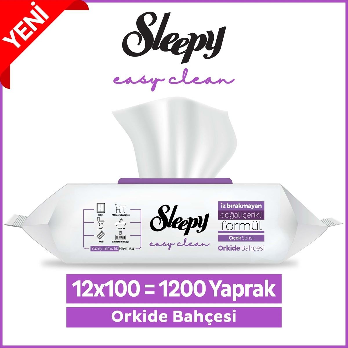 Sleepy Easy Clean Orkide Bahçesi Yüzey Temizlik Havlusu 12x100 (1200 Yaprak)