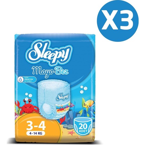 Sleepy Mayo Külot Bez 4 Numara Max 3’Lü Paket 4-14 Kg 60 Adet