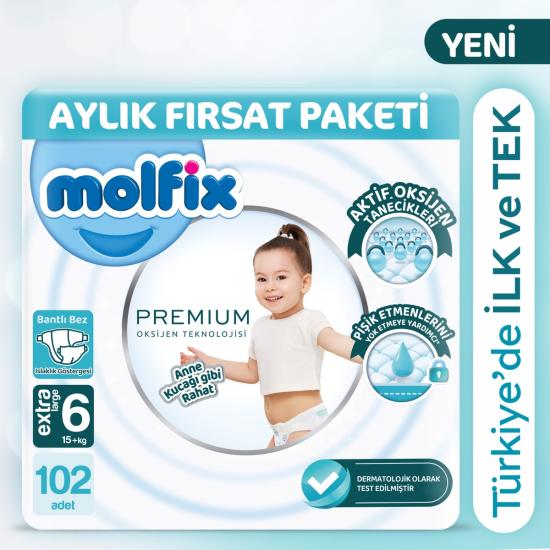 Molfix Premium Aylık Fırsat Paketi 6 Beden 102 Adet