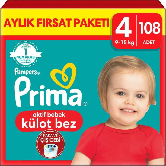 Prima Külot Bez Aylık Paket 4 Beden 108 Adet