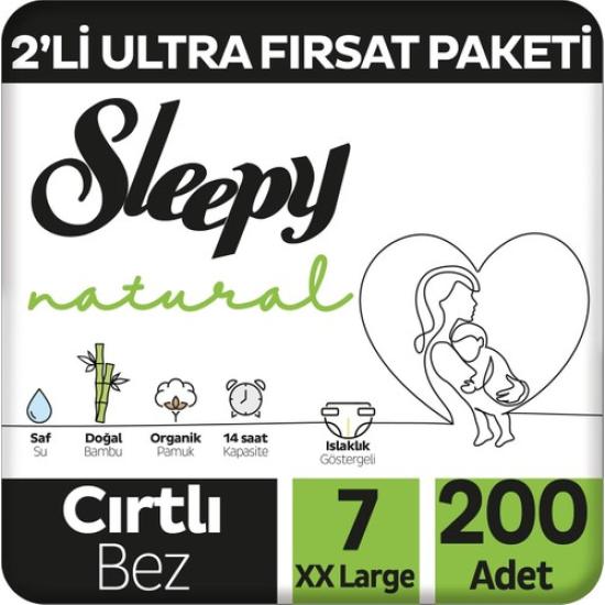 Sleepy Natural 2’li Ultra Fırsat Paketi Bebek Bezi 7 Numara Xxlarge 200 Adet