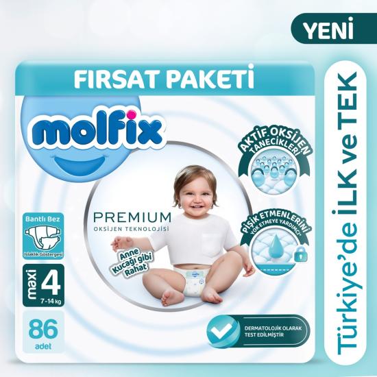 Molfix Premium Ultra Fırsat Paketi 4 Beden 86 Adet