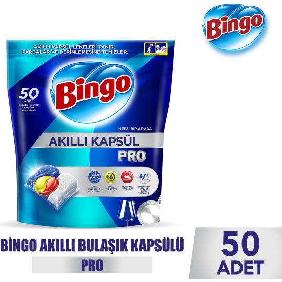 Bingo Akıllı Kapsül Pro Bulaşık Makinesi Deterjanı Tableti 50’li