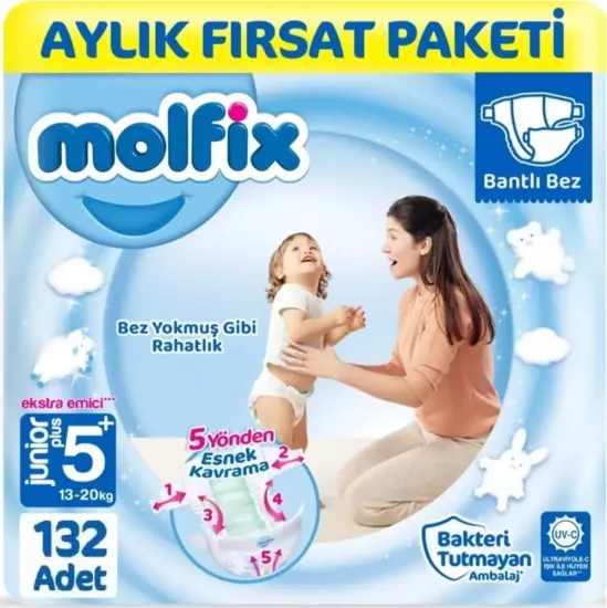 Molfix 5+ Numara 44*3=132 Bebek Bezi